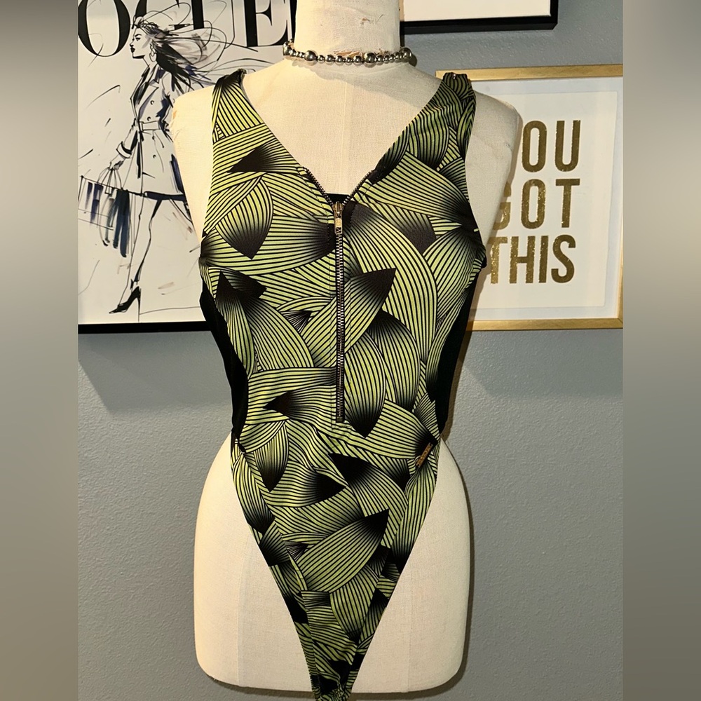 Intensa Green Patterned Women's One Piece Swimsuit